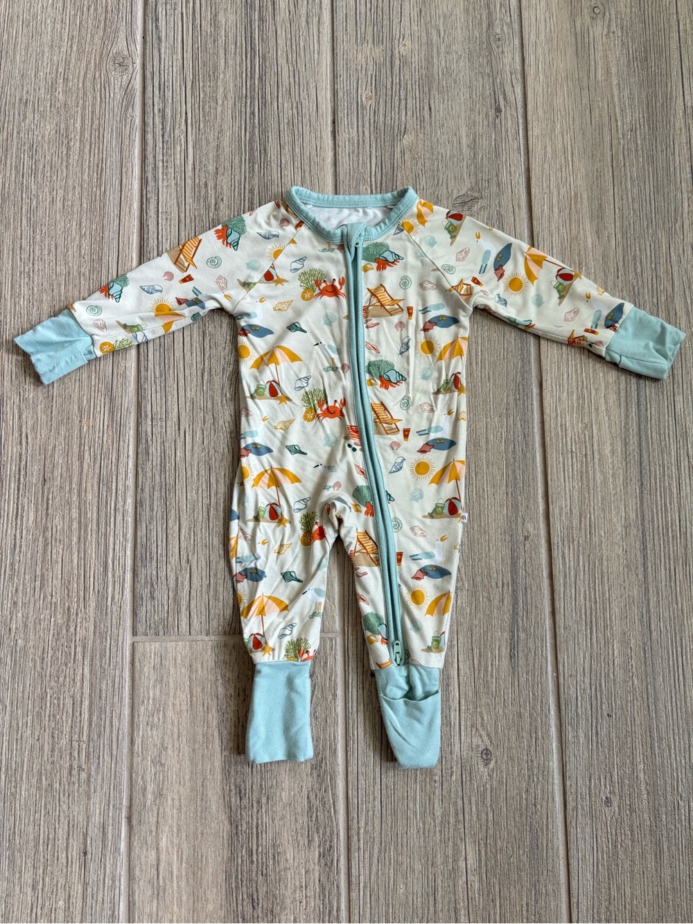 Emerson and Friends Beach Day Bamboo Convertible Baby Pajama Zippy Size Newborn